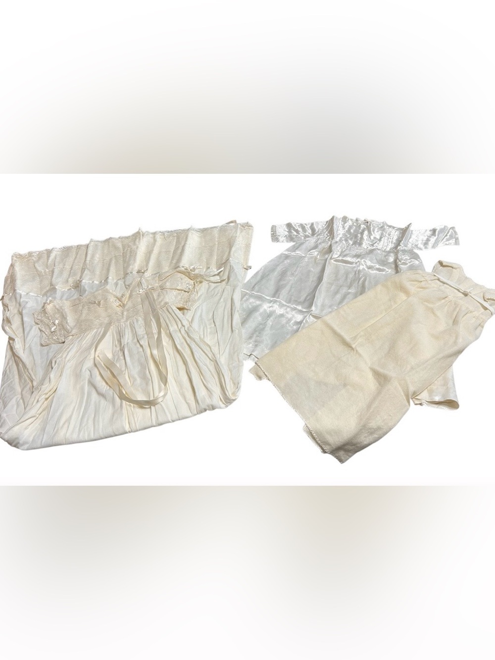 Antique Vtg Baby Christening Gown Lot
Ivory Lace Satin Baptism Heirloom Dresses